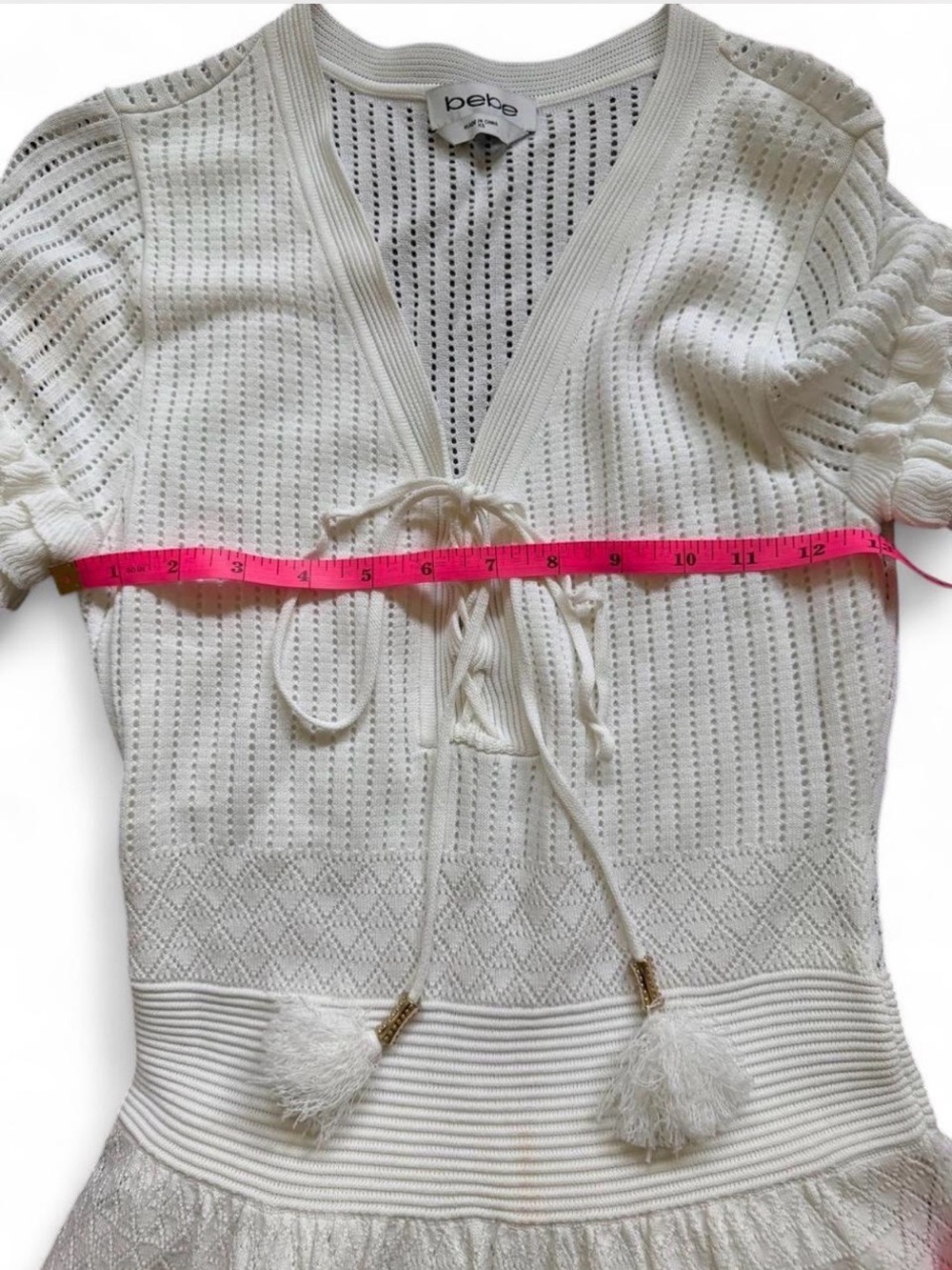 bebe White Knit Tie-Front Women's Swim Cover-Up